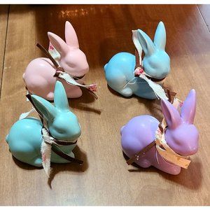 BURTON + BURTON Ceramic Bunny Figurine Set Pastel Colors. Set of 12 Easter